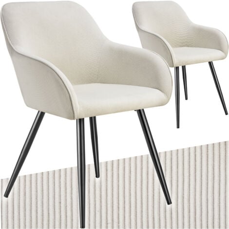 Lot 2 chaises élégantes aspect corde avec forme ergonomique crème/noir