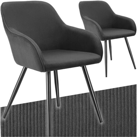 Lot 2 chaises élégantes aspect corde forme ergonomique anthracite/noir
