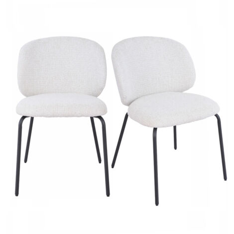 Lot 2 chaises en tissu chenille écru et pieds métal – LISETTE