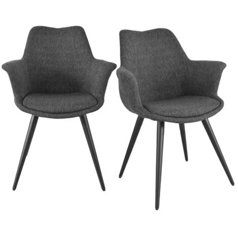 Lot 2 chaises en tissu gris foncé pieds métal et accoudoirs – CALGARY