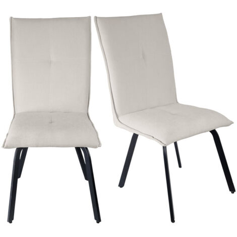 Lot 2 chaises en tissu surpiqué écru pieds métal noir – ARIA 2