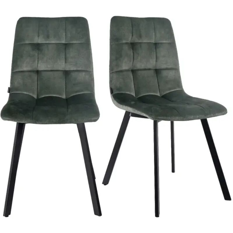 Meubletmoi - Lot de 2 chaises en velours vert avec pieds en métal noir - nami 2