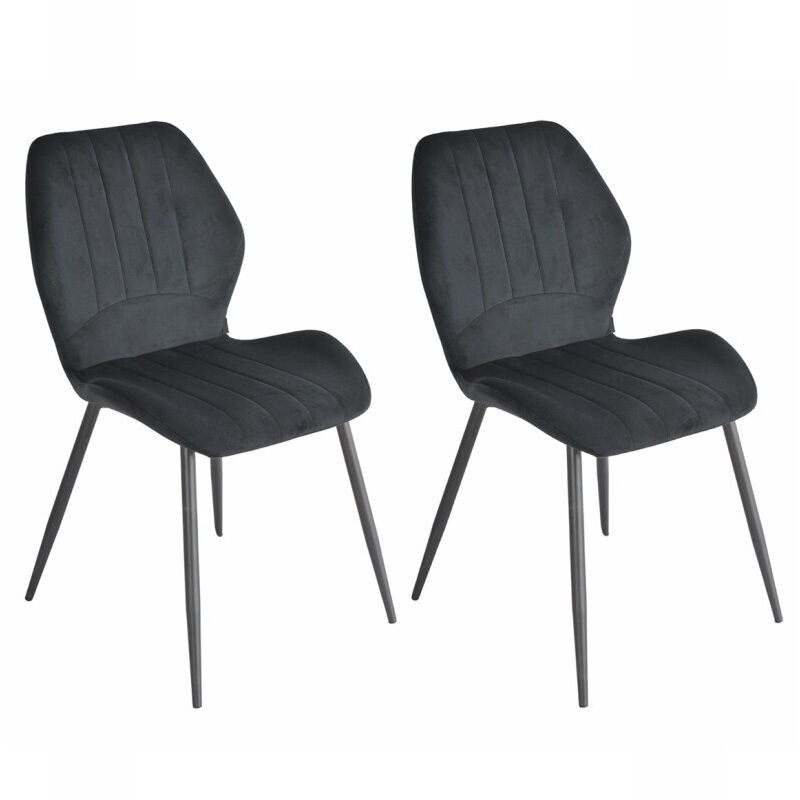 Lot 2 chaises en velours noir pieds métal noir - EMILIO 2