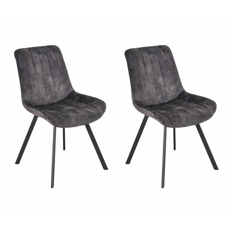Meubletmoi - Lot 2 chaises velours gris anthracite rembourré pieds métal - nany 2