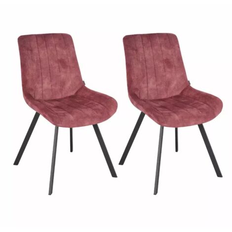 Lot 2 chaises en velours rose rembourré et pieds métal - NANY 2