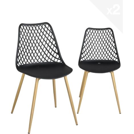 Lot 2 Chaises Modernes Scandinaves Pieds métal KIA (Blanc)