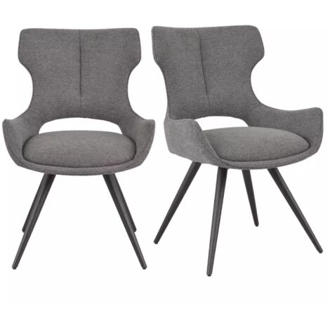 Lot 2 chaises pivotantes 180° tissu gris foncé pieds métal – SEVILLE