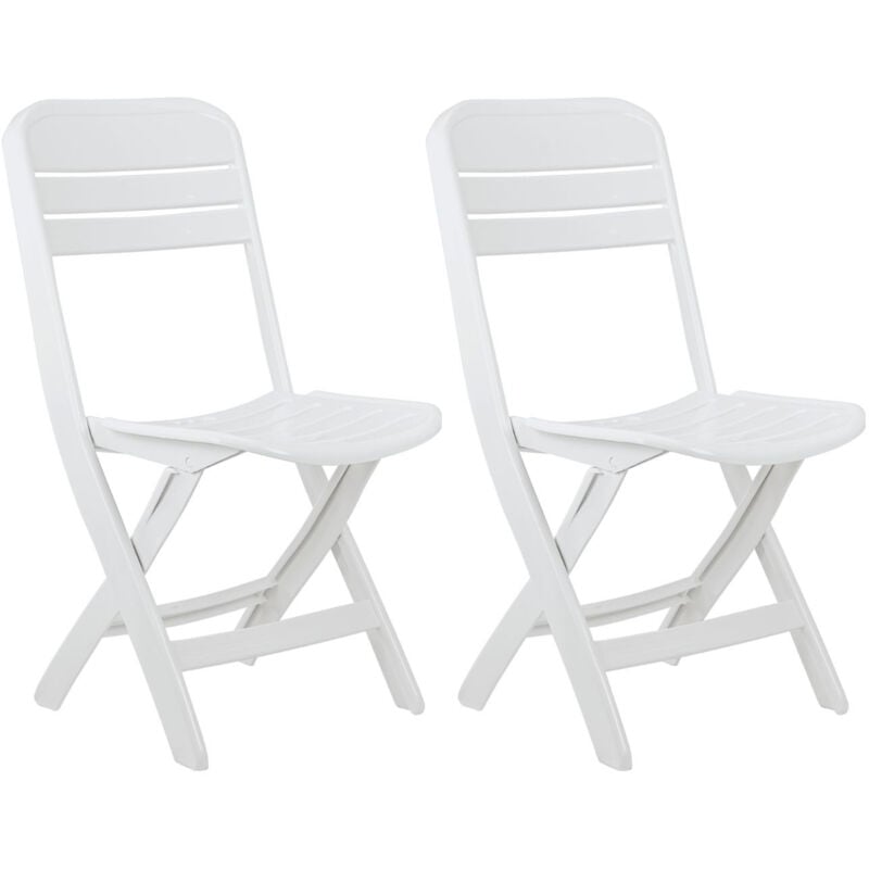 O91 - Lot 2 Chaises Pliantes Bliss Blanc 52x40x82cm