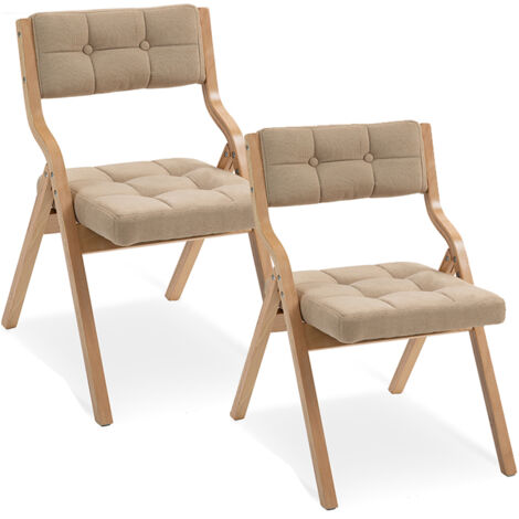 Lot 2 chaises pliantes kaki - Coussins bois - Pratiques et faciles à utiliser - Pour invités, bureau, mariage, fête - Gain de place