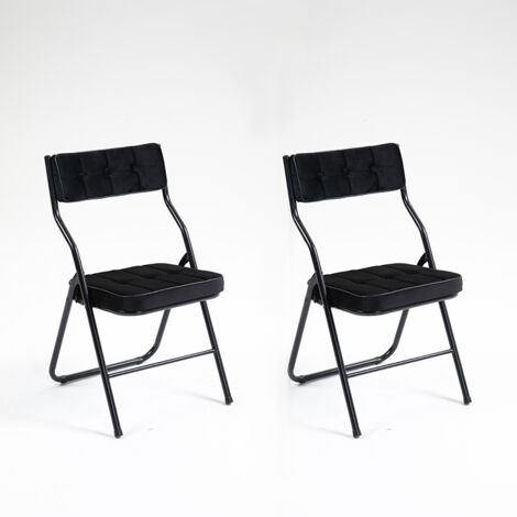 Lot 2 chaises pliantes noires - Coussin - Pliage facile - Pour invités, bureau, mariage, fête - Gain de place - Pratiques