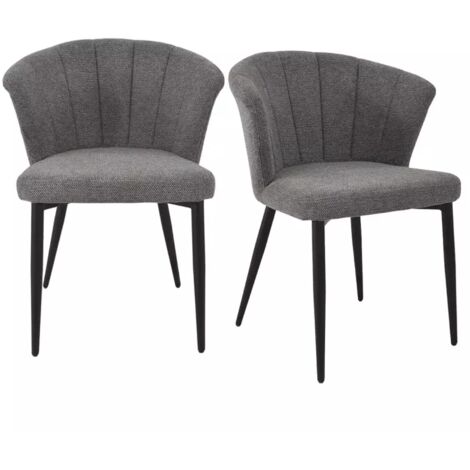 Lot 2 chaises repas en tissu gris anthracite et pieds métal – MONTREAL