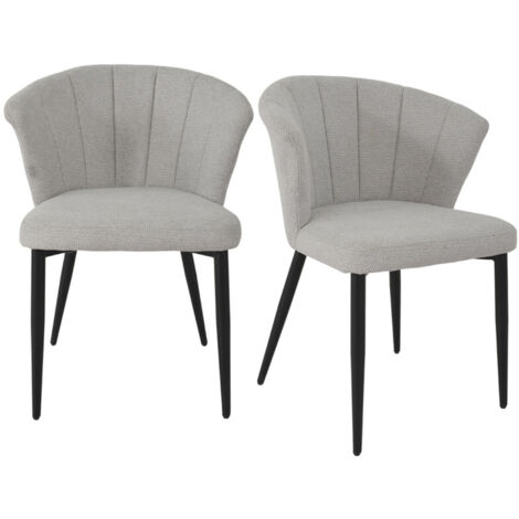 Lot 2 chaises repas en tissu gris clair et pieds métal noir – MONTREAL