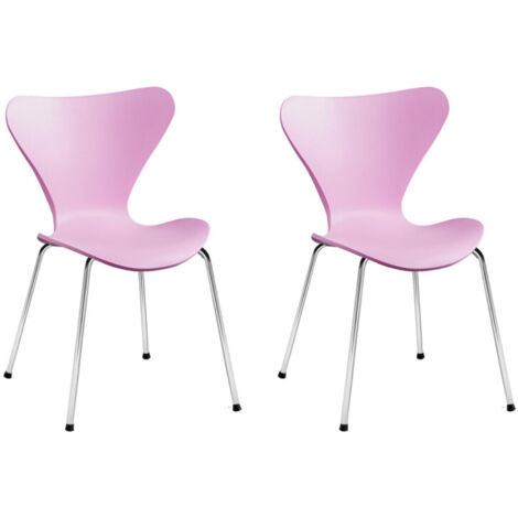 Lot 2 chaises roses empilables avec pieds métal chromé - Pop