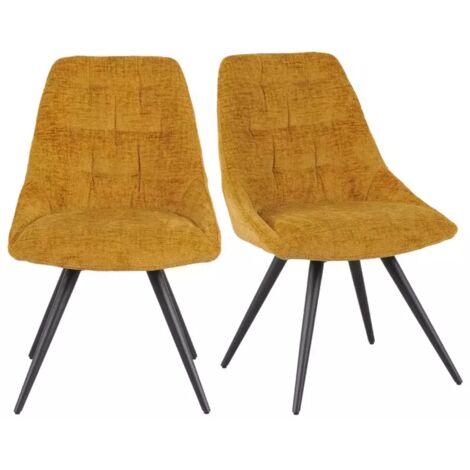 Lot 2 chaises rotatives 180° tissu doux jaune - ATLANTIS