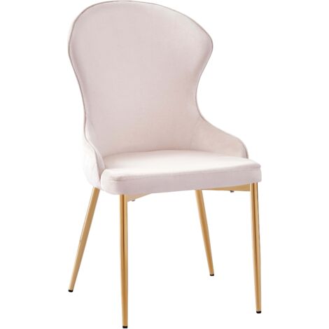 Lot 2 Chaises Salle à Manger Hilton Velours Beige Pieds Gold