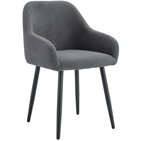 Lot 2 Chaises Salle à Manger Peach Accoudoirs Gris Pieds Métal Noir