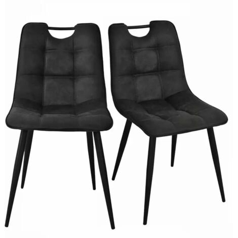 Lot 2 chaises tissu noir vintage avec poignée et pieds noirs - MUSE 2