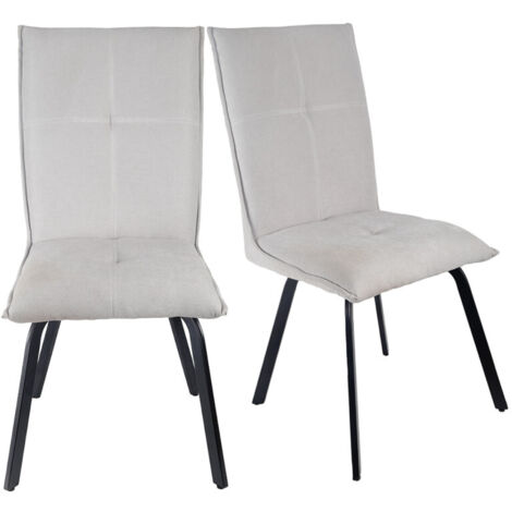 Lot 2 chaises tissu surpiqué gris clair pieds métal noir – ARIA 2