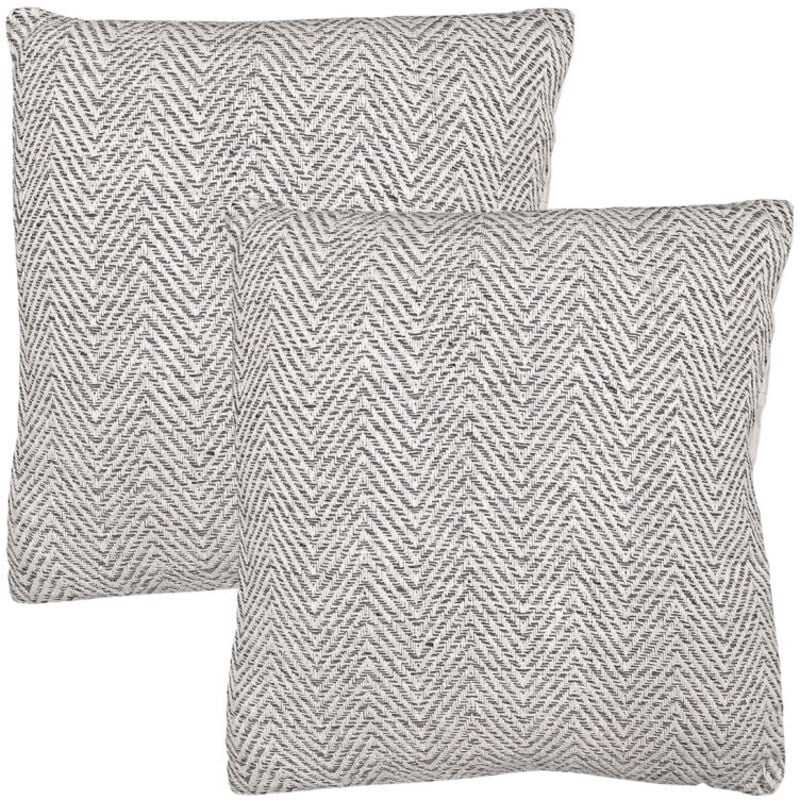 Lot 2 coussins carrés 40 x 40 cm coton brodé de chevrons gris - glow