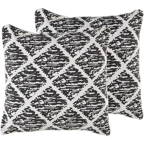 Coussin banquette à carreaux Vichy noir et blanc -  France