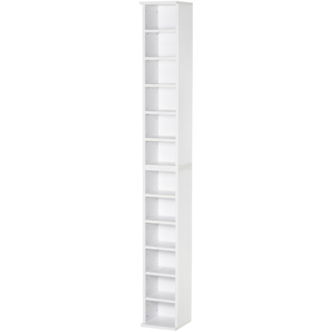 Lot 2 étagères cd/dvd 12 compartiments 204 cd étagère réglable, 21x22,5x88,5 cm, blanc
