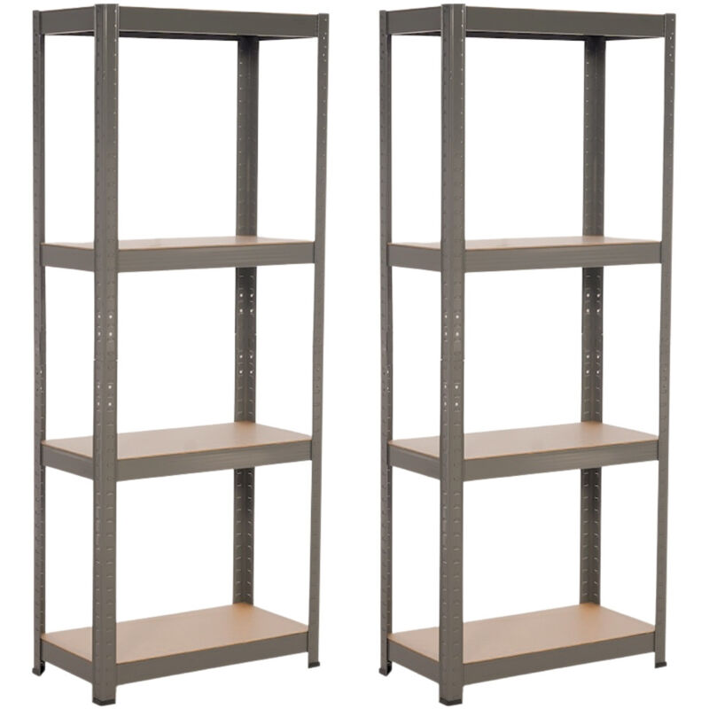 Lot 2 étagères en métal avec 4 étagères réglables 148x60x30cm 240Kg Thinia Home