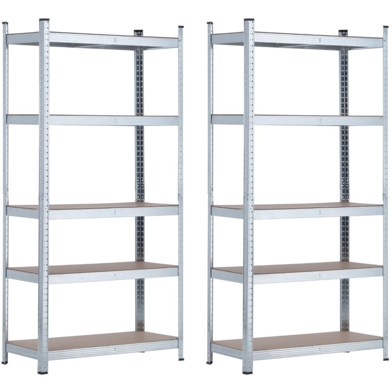 Lot 2 étagères modulaires, avec 5 étagères réglables, 180x90x40cm 875Kg