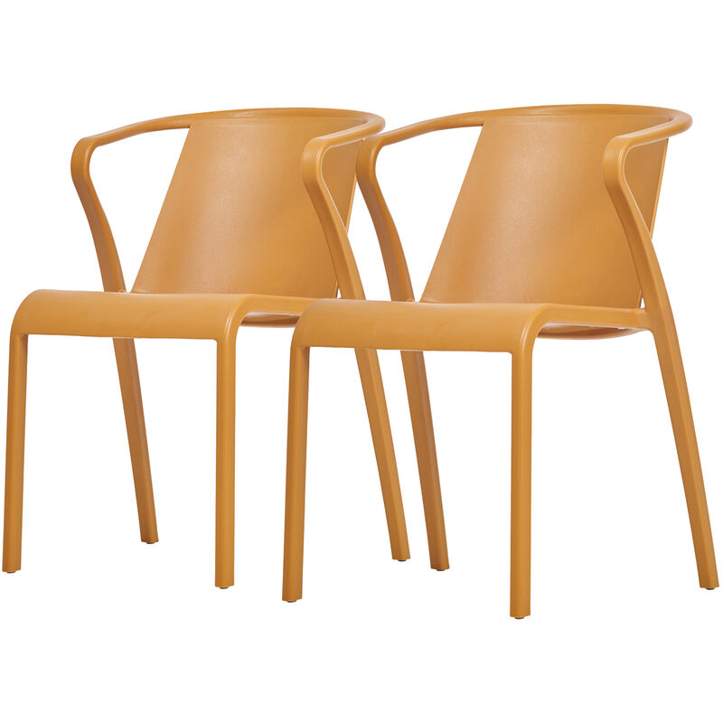 Ezpeleta - fado - Lot de 2 fauteuils de jardin en polypropylène renforcé moutarde Jaune moutarde