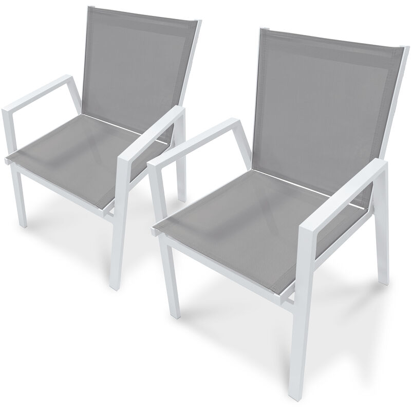 Floride - Lot de 2 fauteuils de jardin empilables en aluminium blanc Dcb Garden