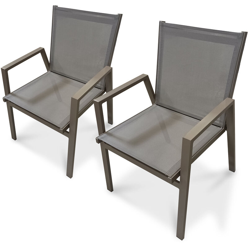 Floride - Lot de 2 fauteuils de jardin empilables en aluminium quartz Dcb Garden Quartz
