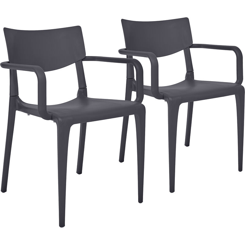 Town - Lot de 2 fauteuils de jardin en polypropylène renforcé anthracite Ezpeleta