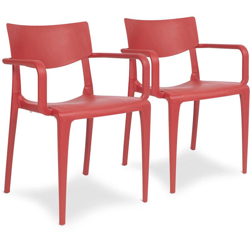 Town - Lot de 2 fauteuils de jardin en polypropylène renforcé brique Ezpeleta Rouge brique