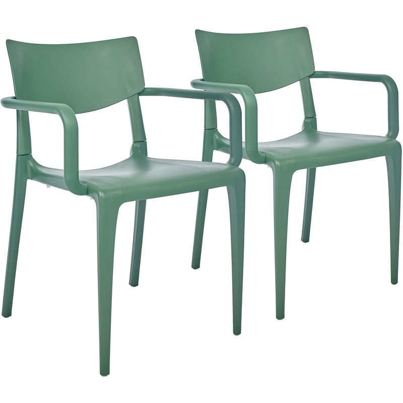 Town - Lot de 2 fauteuils de jardin en polypropylène renforcé vert Ezpeleta