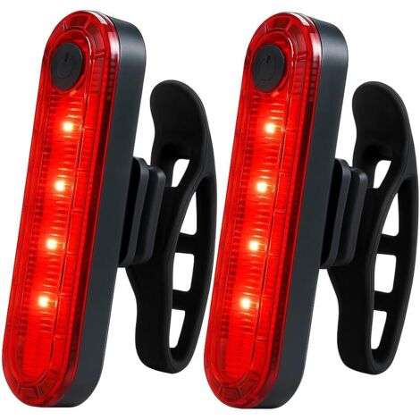 Lot 2 feux arrière vélo LED USB, étanches, rechargeables, sécurité cyclisme nuit