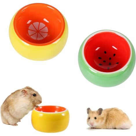 Lot 2 gamelles céramique orange pour hamster/hérisson/rats/souris, eau/nourriture