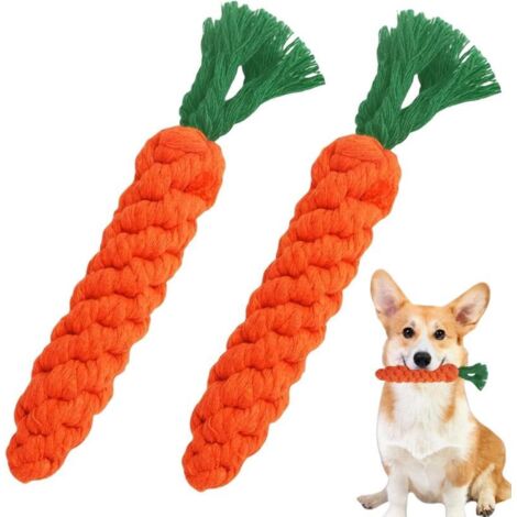 Lot 2 jouets chien carotte corde, nettoyage dents interactif