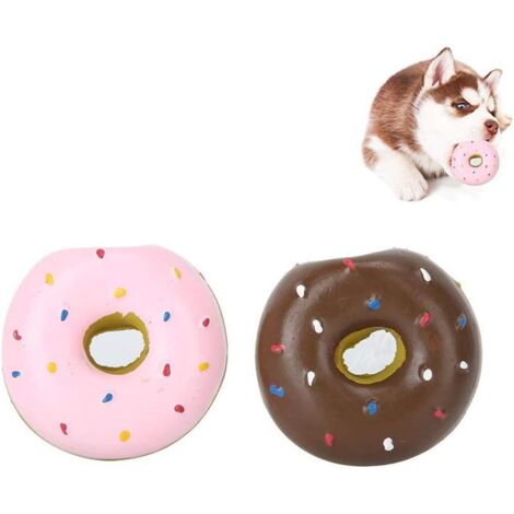 Lot 2 jouets chien latex donut, interactif chiots taille moyenne