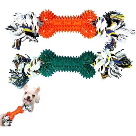 Lot 2 jouets chiot os texturé, indestructible petits chiens