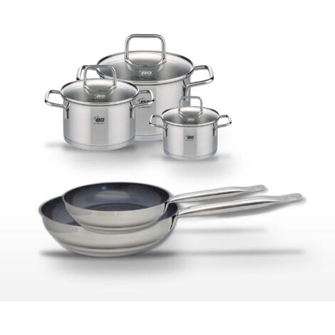 Lot 2 Poêles 24/28 cm et 3 Faitouts 12/16/20 cm Elo Profi Therm Platinum