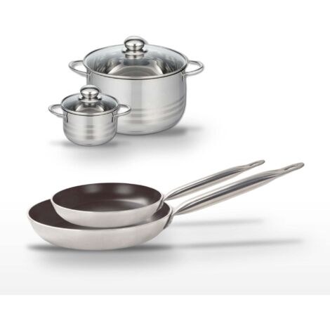 Lot 2 Poêles 24/28cm & 2 Faitouts 12/20cm Elo Bistro Line