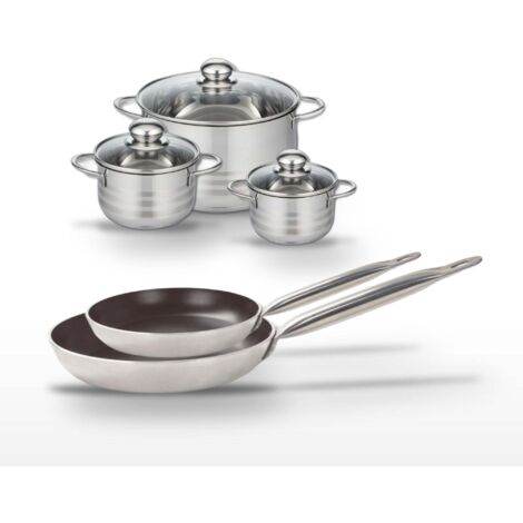 Lot 2 Poêles 24/28cm & 3 Faitouts 12/14/20cm Elo Bistro Line