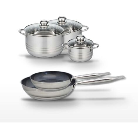 Lot 2 Poêles 24/28cm & 3 Faitouts 14/20/24cm Elo Profi Therm Platinum