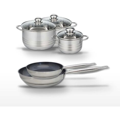 Lot 2 Poêles 24/28cm & 3 Faitouts 16/20/24cm Elo Profi Therm Platinum