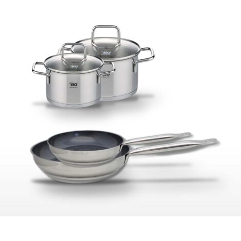 Lot 2 Poêles 24/28cm Elo Profi Therm Platinum et 2 Faitouts 12/14cm Elo
