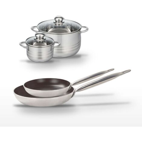 Lot 2 Poêles 24/28cm et 2 Faitouts 14/24cm Elo Bistro Line