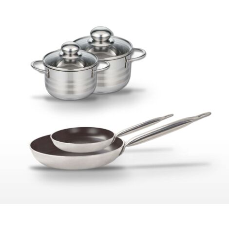 Lot 2 Poêles 24/32 cm & 2 Faitouts 14/16 cm Elo Bistro Line