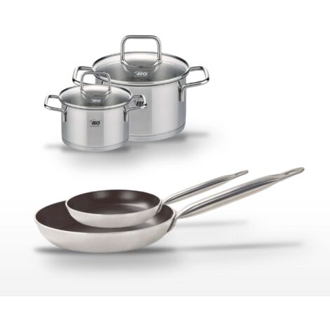 Lot 2 Poêles 24/32cm & 2 Faitouts 12/16cm Elo Bistro Line