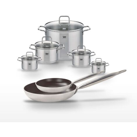 Lot 2 Poêles 24/32cm & 5 Faitouts 12/14/16/20/26cm Elo Bistro Line