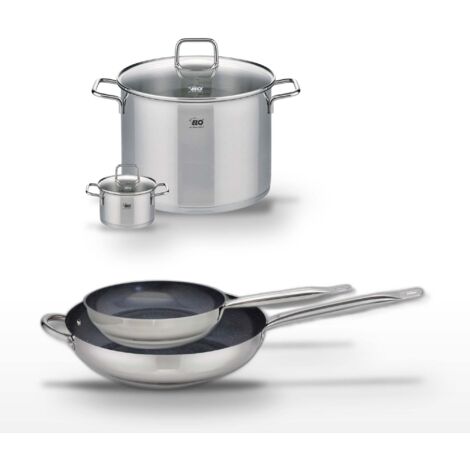 Lot 2 Poêles 24/32cm et 2 Faitouts 12/26cm Elo Profi Therm Platinum