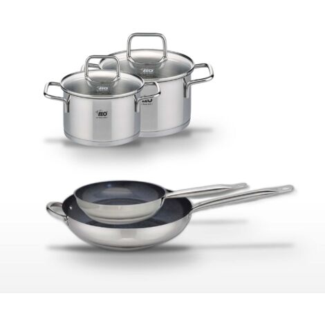 Lot 2 Poêles 24/32cm et 2 Faitouts 14/16cm Elo Profi Therm Platinum
